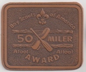 Leather version of the 50-Miler Award. There are two versions of this emblem; this is the older version.