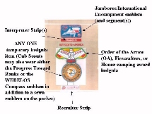 small 												illustration of where insignia is worn on the right side of the uniform shirt by Boy Scouts, 									Varsity Scouts, and most Scouters